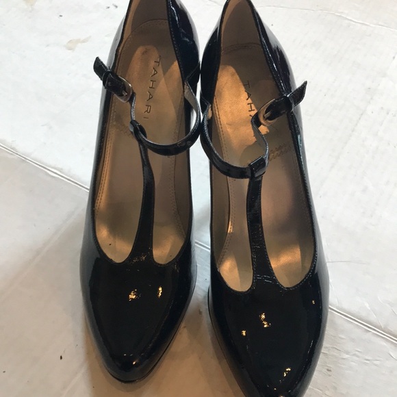 Tahari Shoes - Tahari T strap navy Blue Heels - Sz 8.5